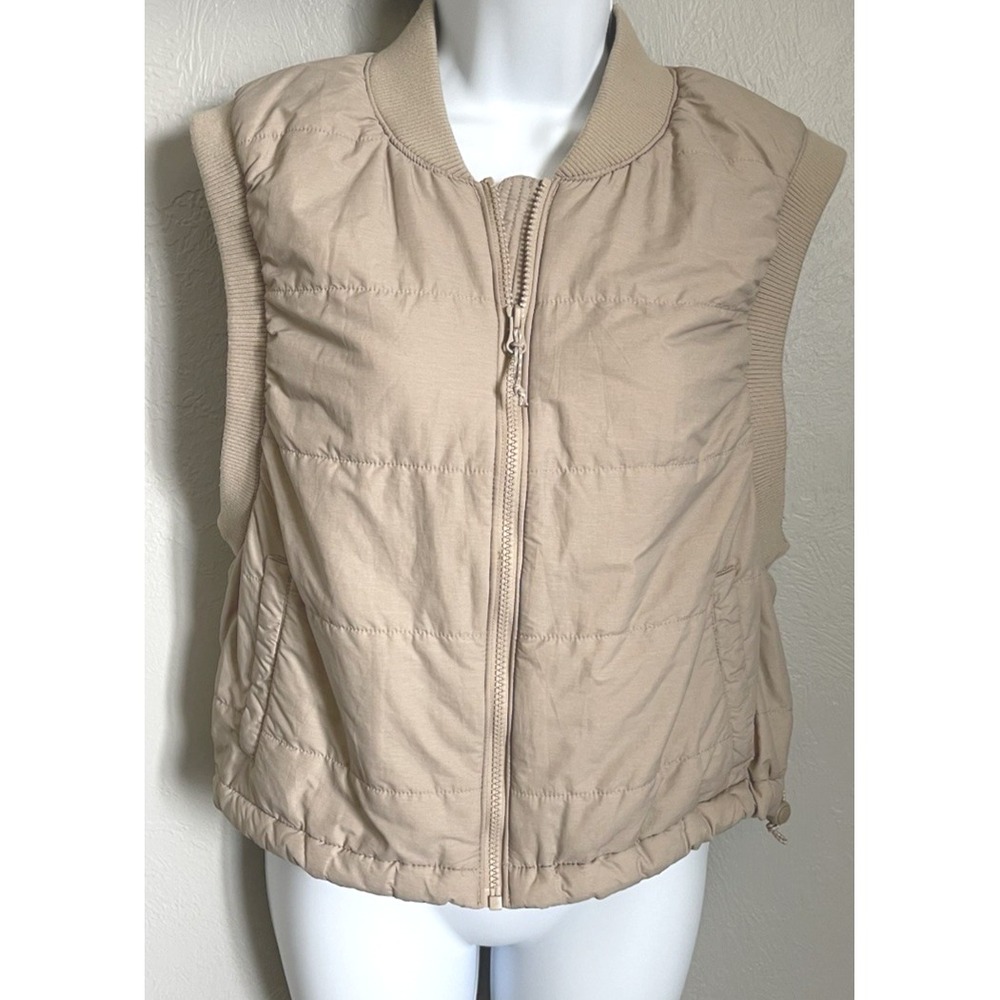 Alpine Design Puffer Vest Jacket Women's Size Large Full Zip Beige With Pockets